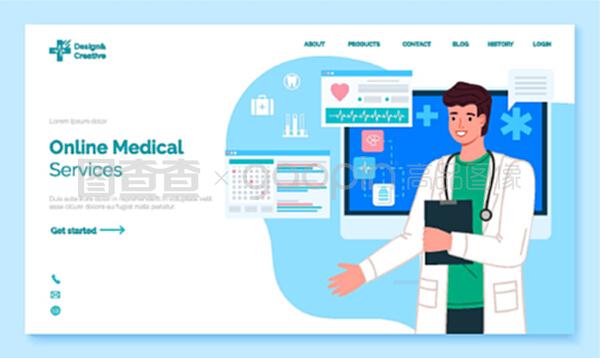 網(wǎng)上醫(yī)療服務(wù)登陸頁面模板。流動(dòng)醫(yī)療。健康和醫(yī)療咨詢申請網(wǎng)頁與信息和醫(yī)生的人治療師,醫(yī)療保健和技術(shù)概念。網(wǎng)上醫(yī)療服務(wù)登陸頁面。流動(dòng)醫(yī)療。健康和醫(yī)療咨詢申請